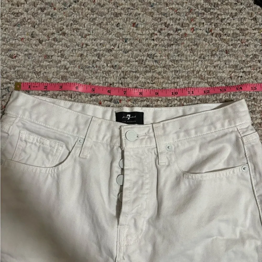 7 For All Mankind Monroe Revolve Cut Off Raw Hem Shorts Clean White- Size 25